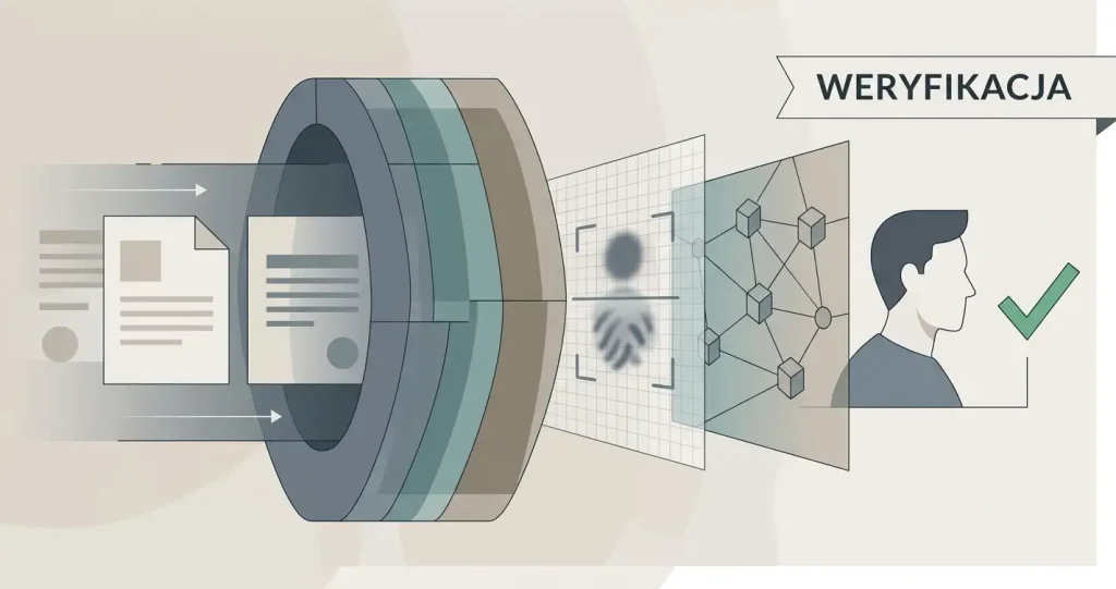 Neutralna ilustracja procesu weryfikacji tożsamości bez wskazywania konkretnych dokumentów